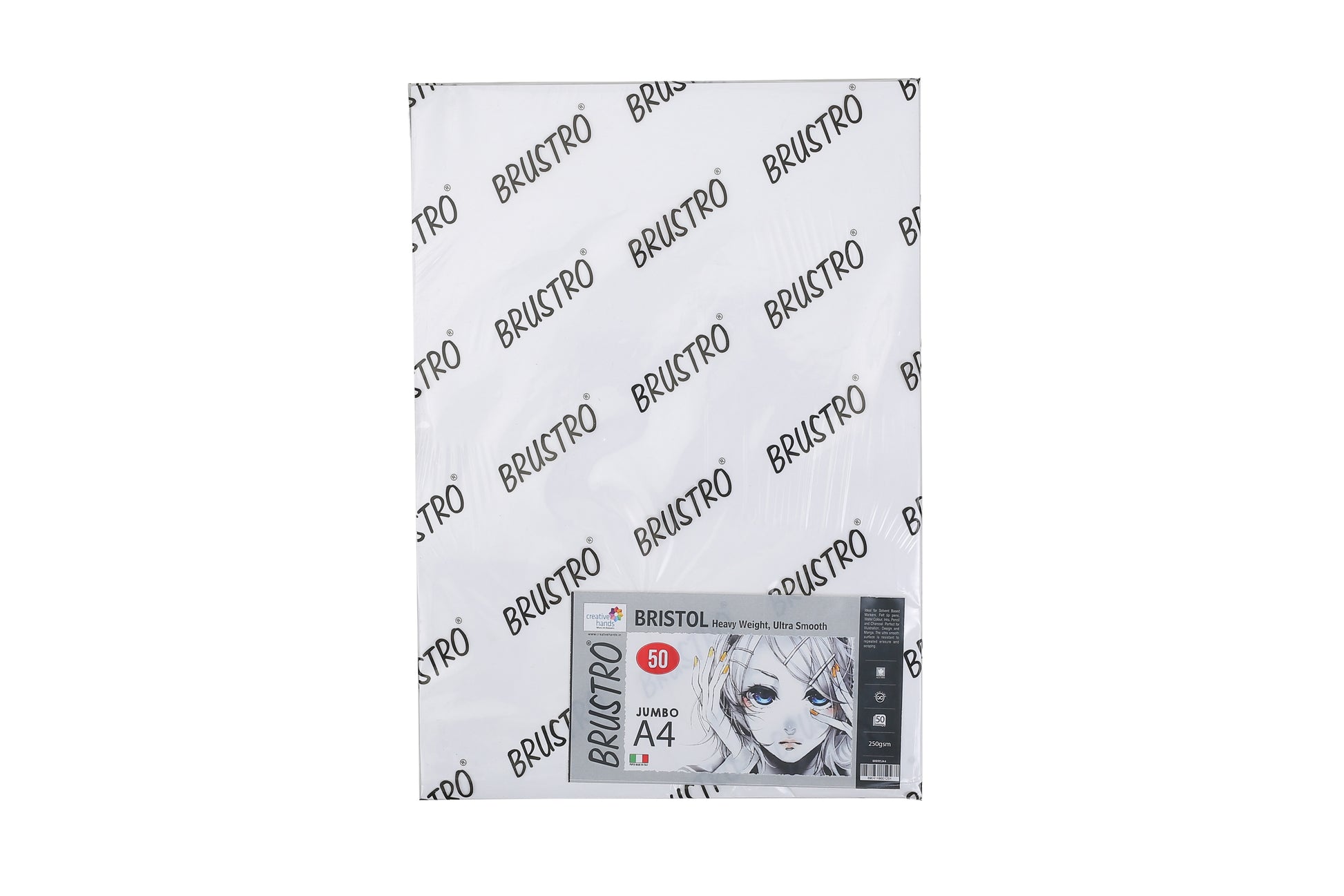 BRuSTRO Bristol Jumbo (50 Sheets), Unruled, A4, 250 gsm  Drawing Paper - Drawing Paper