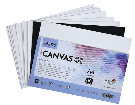 Brustro Artists Canvas Cloth Cut to Size Assorted A4 (Pack of 10)