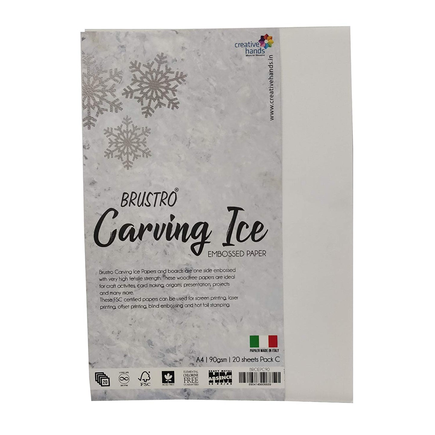 BRUSTRO Carving ICE Embossed Paper A4 Pack C 90 GSM