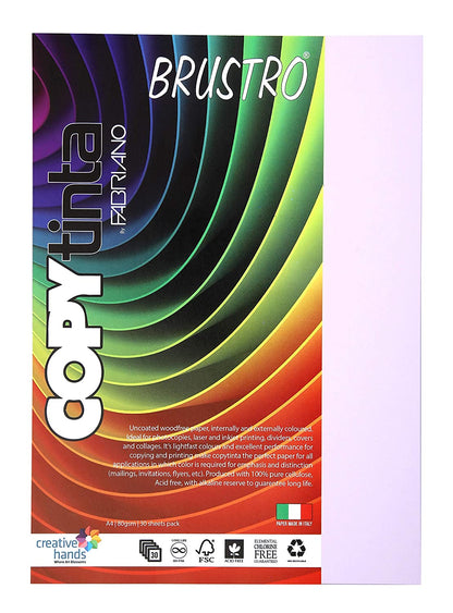 BRUSTRO Copytinta Coloured Craft Paper A4 Size 80 GSM Pastel Green Shade, 30 Sheets Pack. Double Side Coloured for Office Printing, Art, Origami, Craft. VERDE CHIARO