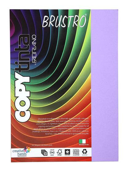 BRUSTRO Copytinta Coloured Craft Paper A4 Size 80 GSM Pastel Green Shade, 30 Sheets Pack. Double Side Coloured for Office Printing, Art, Origami, Craft. VERDE CHIARO