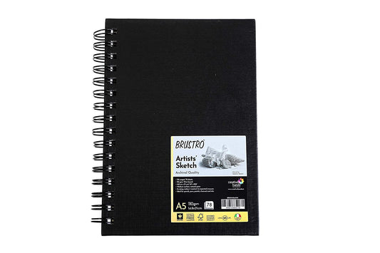 Brustro Artist Wiro Bound Sketch Book Journal A5 Size, 156 Pages, 110 GSM