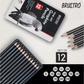 BRUSTRO Battery Operated Automatic Eraser with Artists FINEART Graphite Pencil Set of 12 (10B-2H)