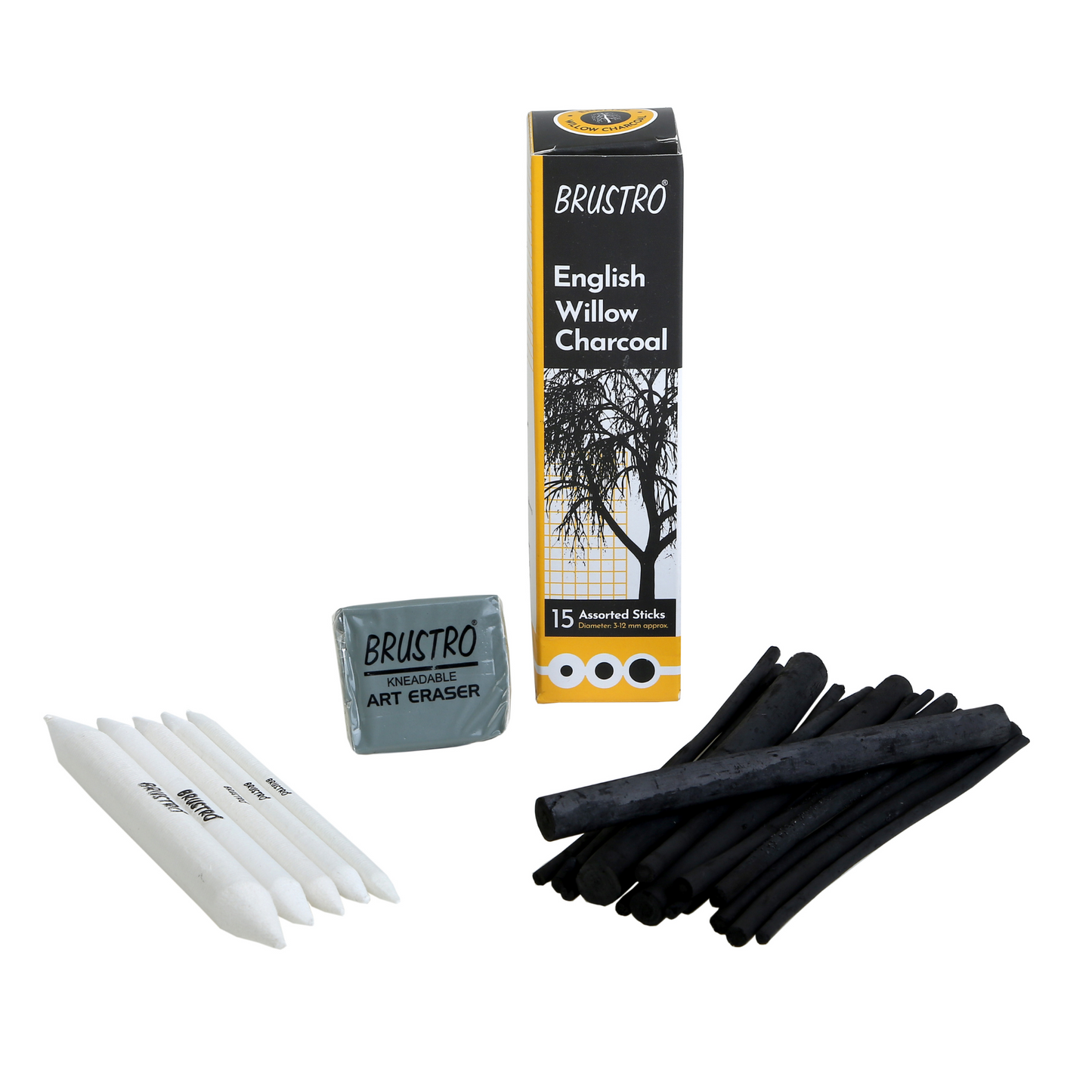 Brustro English Willow Charcoal Thick (10 Sticks) – stationerie