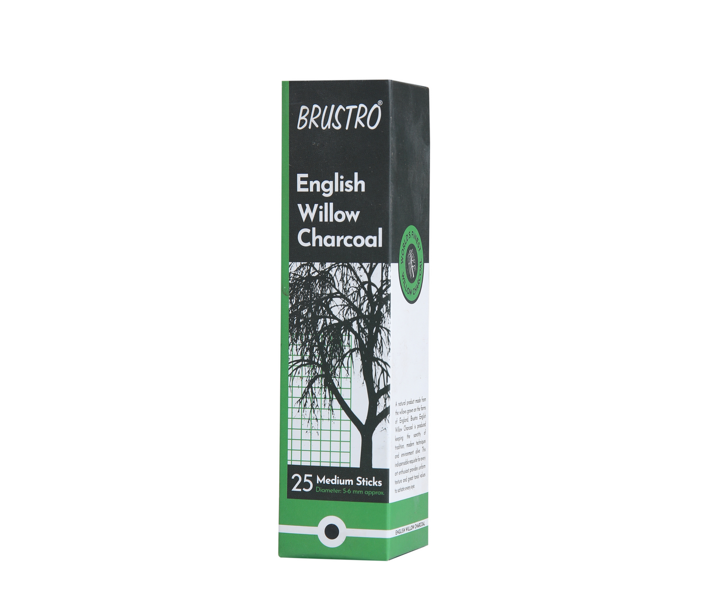 Brustro English Willow Charcoal Medium (25 Sticks)