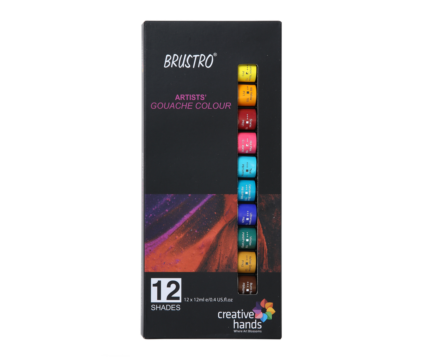 Brustro Artists Gouache Colour Set of 12 Colours X 12ML Tubes
