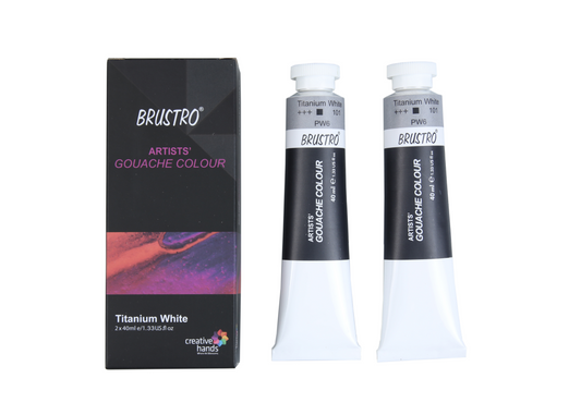 BRUSTRO Artist Gouache Titanium White 40ml (Pack of 2)