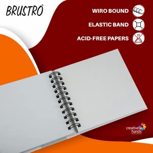 Brustro Black Sketchbook, Wiro Bound, Size A4, 200GSM (40 Sheets) 80 Pages