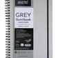BRUSTRO Toned Paper - Grey Sketchbook | A4, 120 GSM | 60 Sheets/120 Pages | Wiro Bound, Spiral, Premium, Acid-free Paper, Ideal for Dry media, Mandala Art, Graphite, Charcoal, Colour pencils, Gel pens