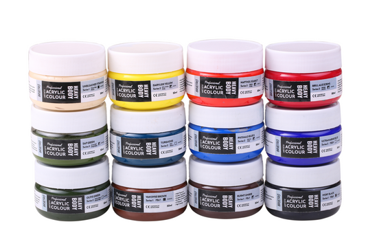 Brustro Professional Artists' HEAVYBODY Acrylic Paint Packs - 50ML Pack of 12 B