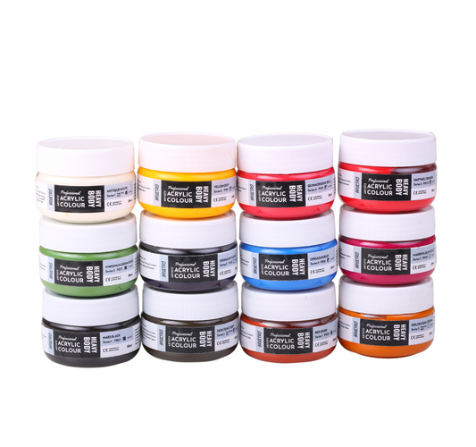 Brustro Professional Artists' HEAVYBODY Acrylic Paint Packs - 50ML Pack of 12 C