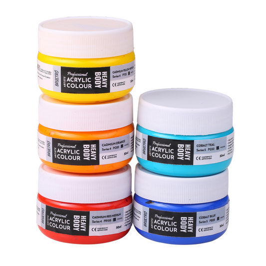 Brustro Professional Artists' HEAVYBODY Acrylic Paint Packs - 50ML Pack of 5 - Cadmium & Cobalts