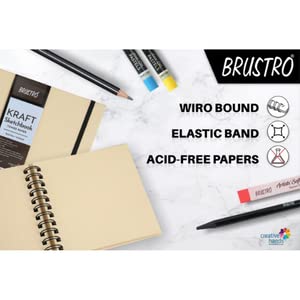 Brustro Toned Paper - Kraft Sketchbook, Wiro Bound, Size A4, 100GSM. (100 Sheets) 200 Pages