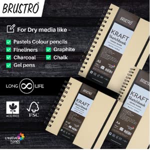 Brustro Toned Paper - Kraft Sketchbook, Wiro Bound, Size 6" x 6", 100GSM (100 Sheets) 200 Pages