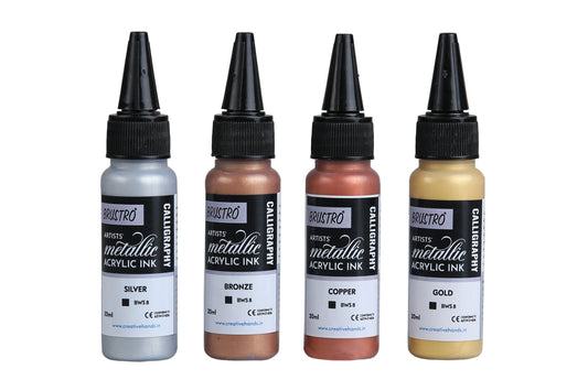 Brustro Acrylic Metallic Calligraphy Ink Set of 4 x 20ml