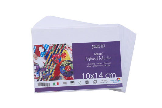 Brustro Artists Mixed Media Paper 250GSM - 50 Sheets. Size (Small) 10 cm X 14 cm