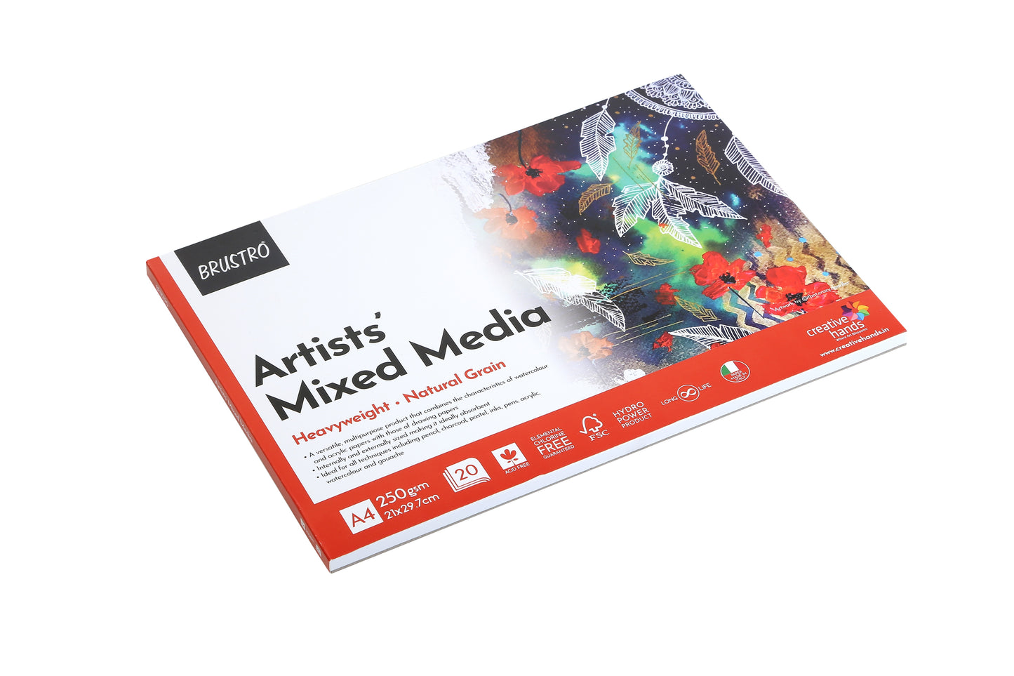 BRUSTRO Artists Mixed Media Glued Pad 250 GSM A4-20 Sheets