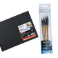BRUSTRO Artists Natural Hair MOP Brush Set of 4 (0, 2, 4, 8) with A5 Stitched Bound 200GSM Watercolour Journal