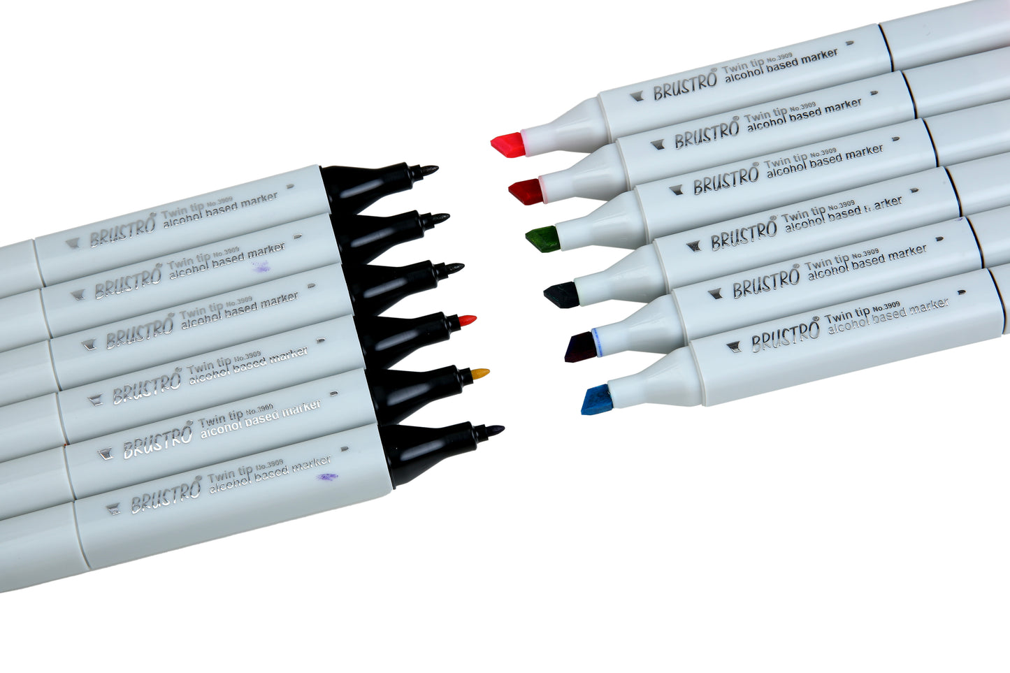 BRUSTRO Twin Tip Alcohol Based Basic A Marker Set (Pack of 12)