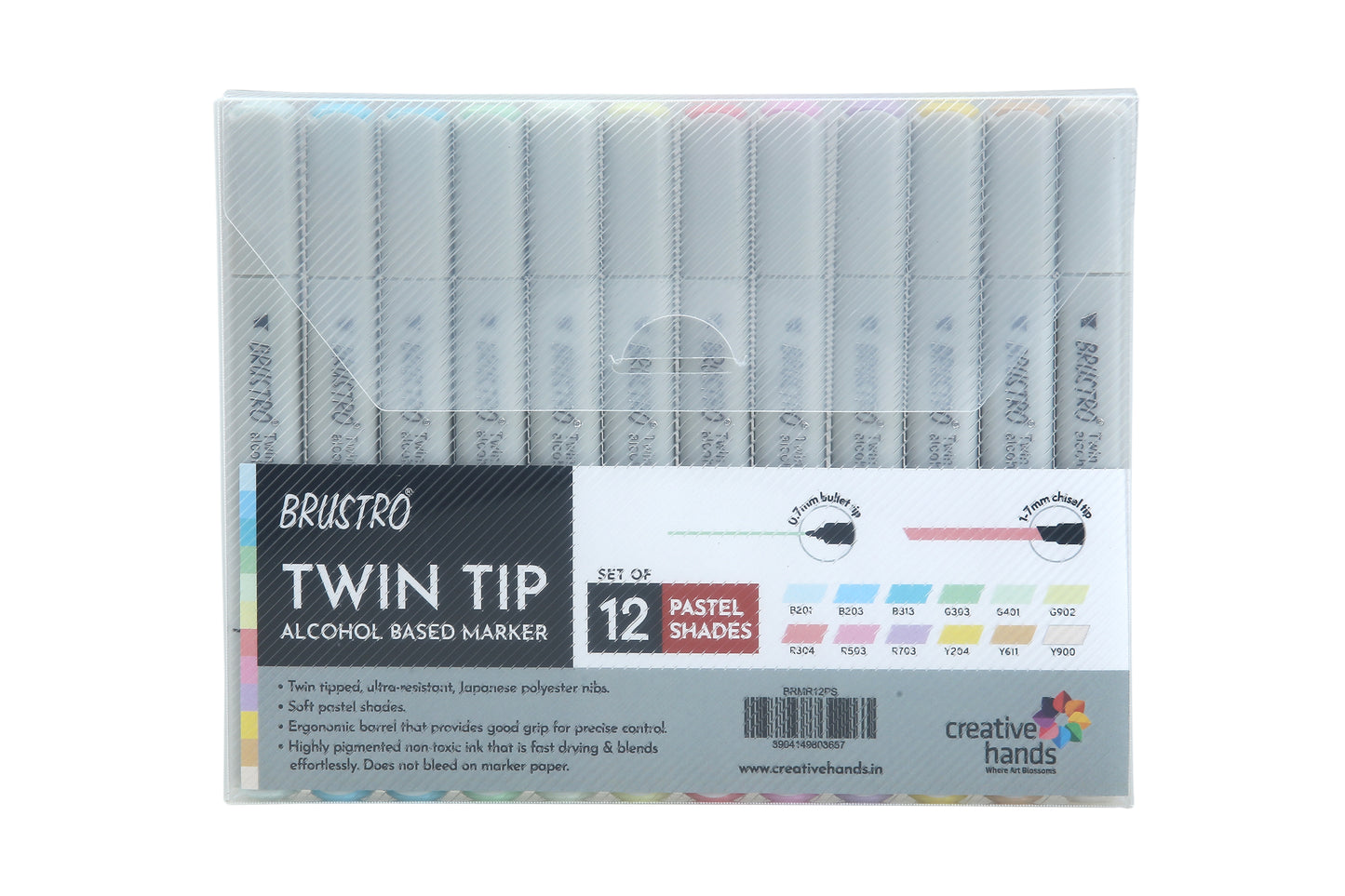 Brustro Twin Tip Alcohol Based Marker Set of 12 - Pastel Tones