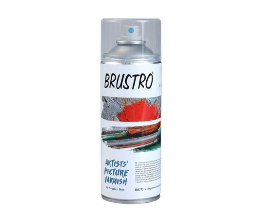 Brustro Artist's Picture Varnish Spray Can|400ml| Matte Finish |Perfect Coating on Acrylic Painting,Watercolours,Oil Paints,Non-yellowing,Non Toxic,Transparent,Canvas,Paper, Artwork Protection.