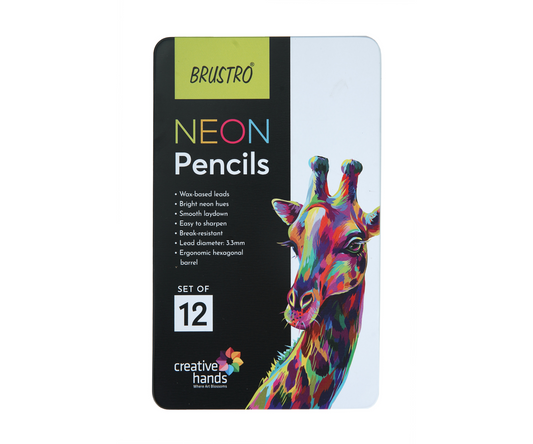 Brustro Neon Pencils Set of 12 (in Elegant tin Box)