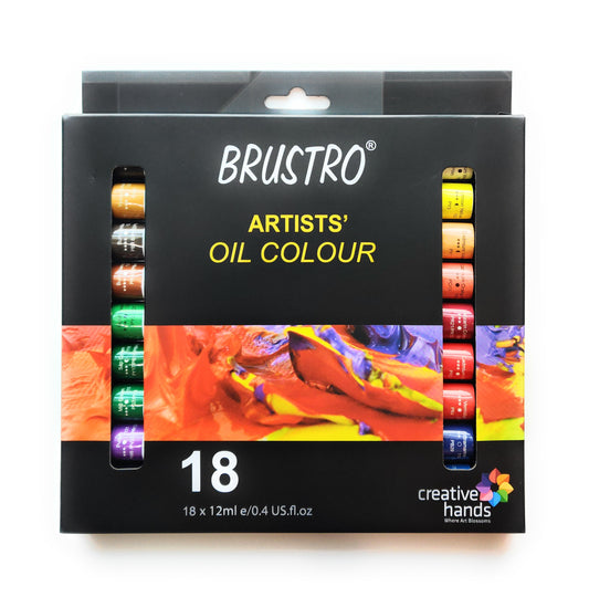 BRUSTRO Artists’ Oil Colour Set of 18 Colours X 12ML Tubes