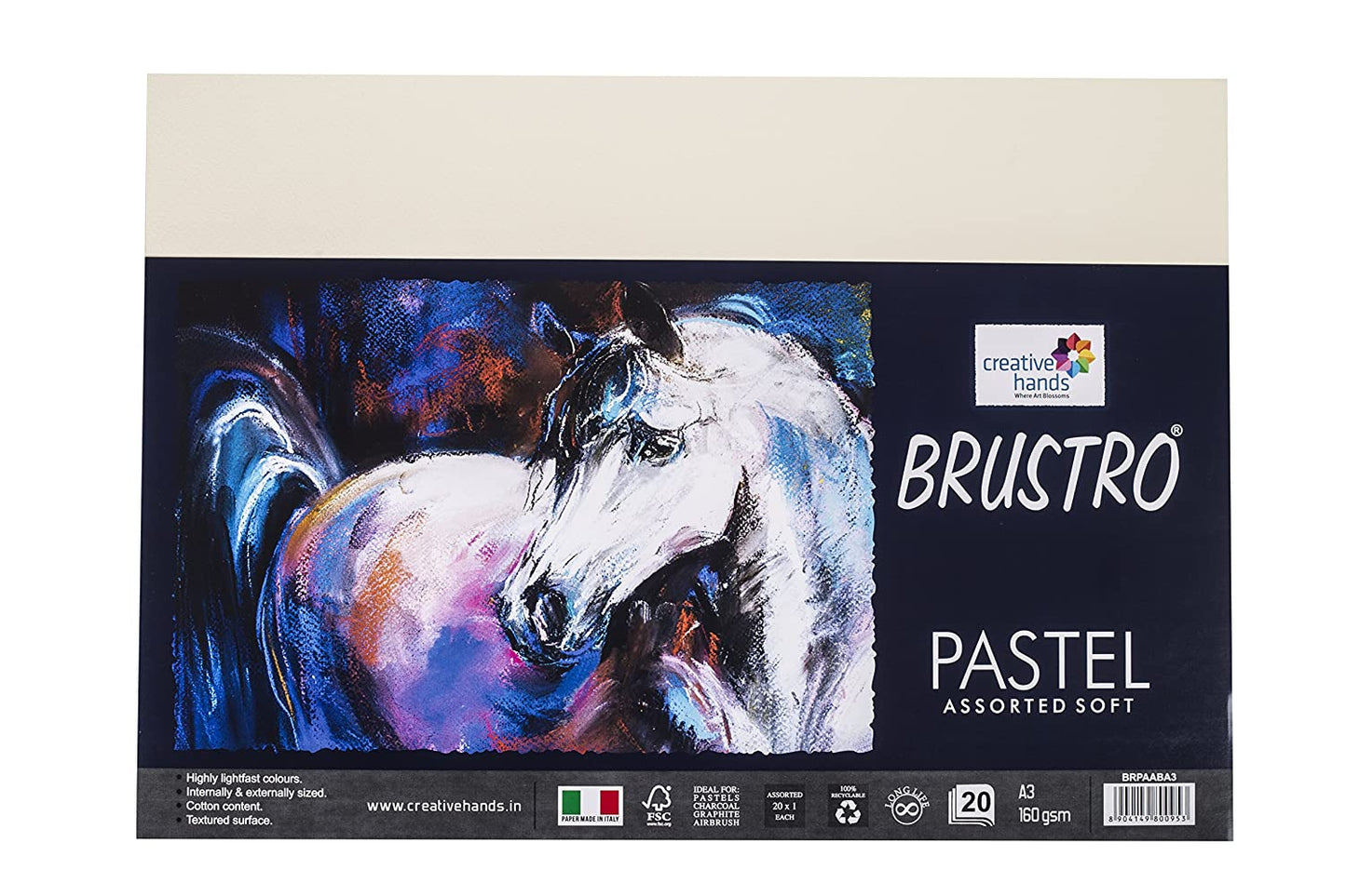Brustro Artists Pastel Papers 160 GSM A3 Assorted Soft (Pack of 20 Sheets)