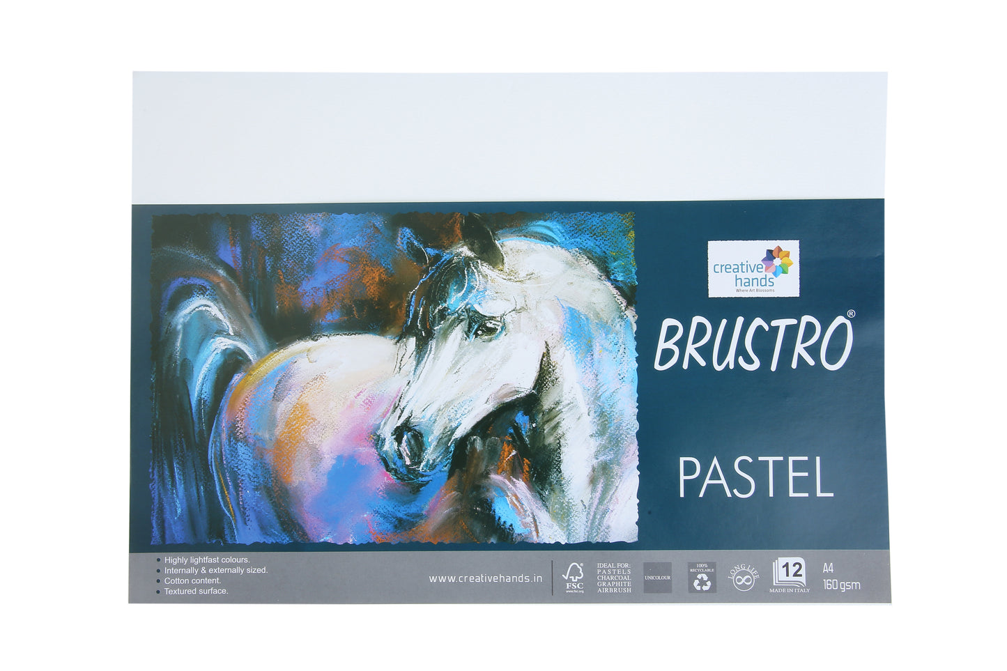 Brustro Artists Pastel Papers 160 GSM A4 White 2 Packets (Each Packet Contains 12 Sheets)