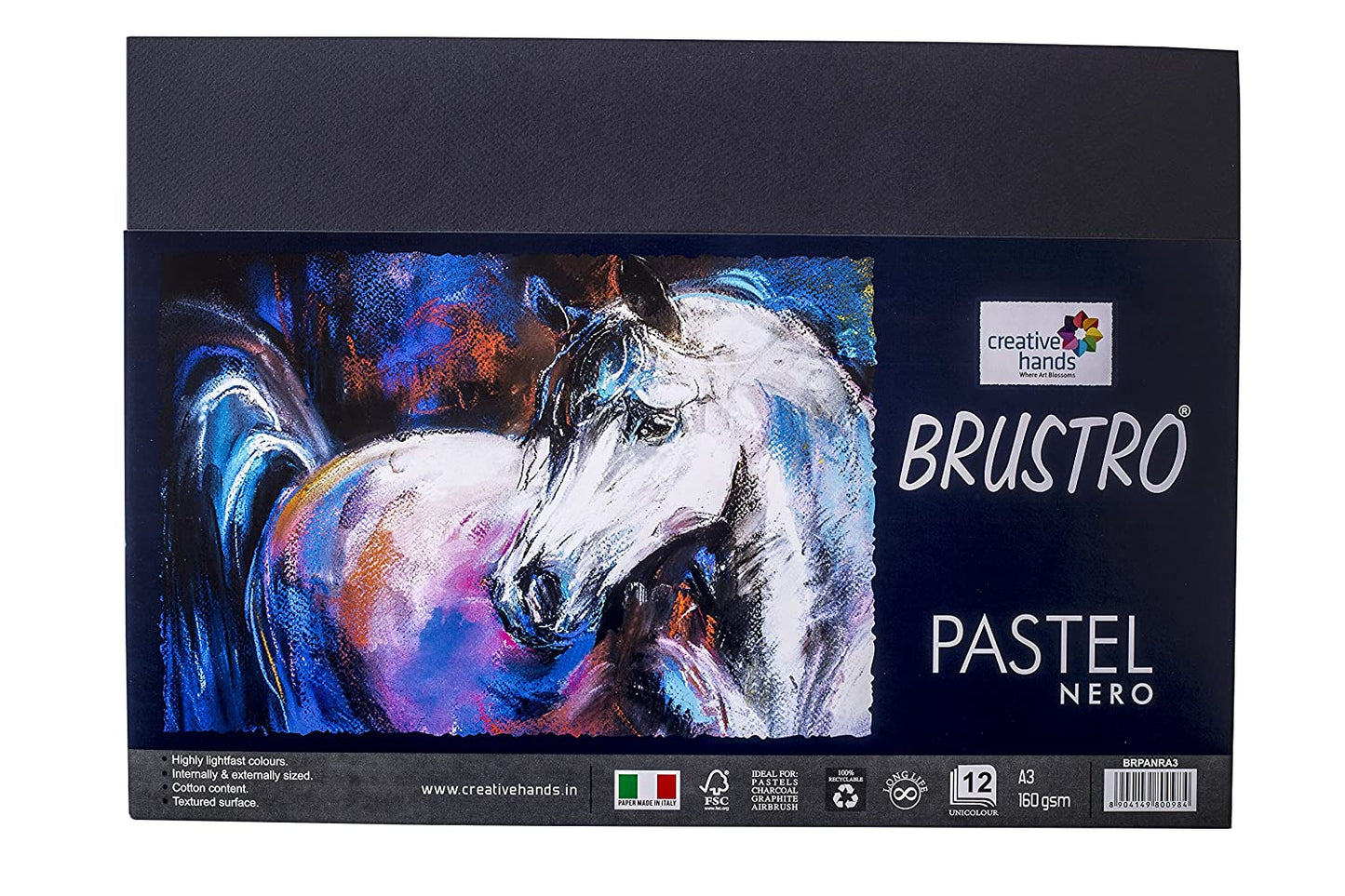 Brustro Artists Pastel Paper 160 GSM A3 Nero (Pack of 12 Black Sheets)