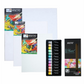 BRUSTRO Artists’ Acrylic Color Set of 12 Colors X 12ML Tubes, Pastel Shades, with 3 Medium Grain 100% Cotton Canvas Boards Sizes (8x10, 10x12, 12x12) Inches