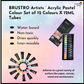 BRUSTRO Artists ’ Acrylic Pastel Colour Set of 12 Colours X 12ML Tubes with 400 GSM A4 Size Paper (Pack of 9 + 3 Free Sheets)