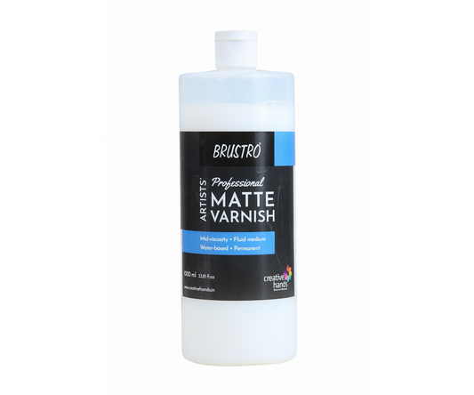 Brustro Artist's Professional Varnish|1000ml| Matte Finish| Apply with Brush |Perfect Coating on Acrylic Painting,Non-yellowing,Transparent,Canvas,Paper, Artwork Protection.