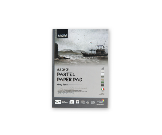 Brustro Artists' Pastel Paper Pad of 24 Sheets (160 GSM), Colour - Grey Tones, Size - 5 x 7"