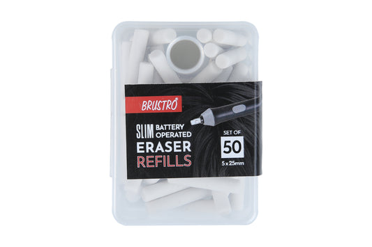 Brustro Slim Battery Operated Eraser Refills - 50 Pieces of 5x25mm