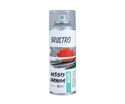 Brustro Artist's Varnish Spray Can|200ml|Satin Finish|Perfect Coating on Acrylic Painting,Watercolours,Oil Paints,Non-yellowing,Non Toxic,Transparent,Canvas,Paper, Artwork Protection.