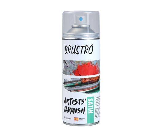 Brustro Artist's Picture Varnish Spray Can|400ml|Satin Finish|Perfect Coating on Acrylic Painting,Watercolours,Oil Paints,Non-yellowing,Non Toxic,Transparent,Canvas,Paper, Artwork Protection.