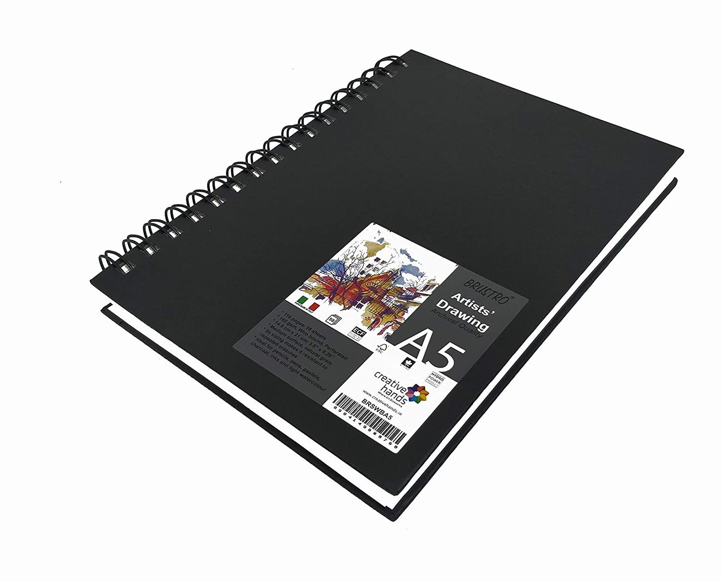 Brustro Artists Sketch Book Wiro Bound A5 Size ( 14.8 CM x 21 CM ), 116 Pages,160 GSM (Acid Free)