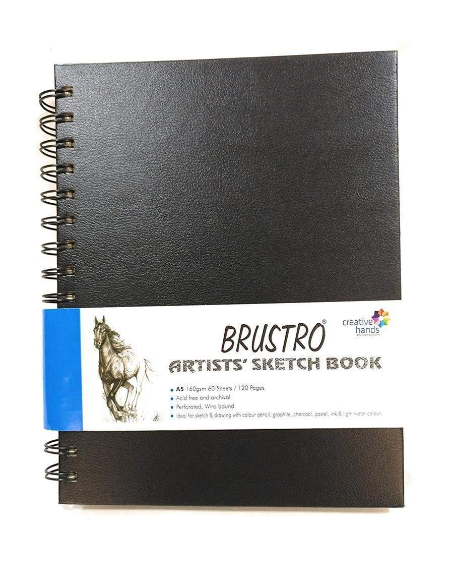 Buy Brustro Black Wiro Bound A5 Size Artists Sketch Book 120 Pages