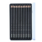 Brustro Artists’ Fineart Graphite Pencil Set of 12 (10B-2H) with 2 Brustro ECO-PVC Dust-free erasers and Brustro Pencil wrap (24 Slots) Canvas Roll Up Carry Case