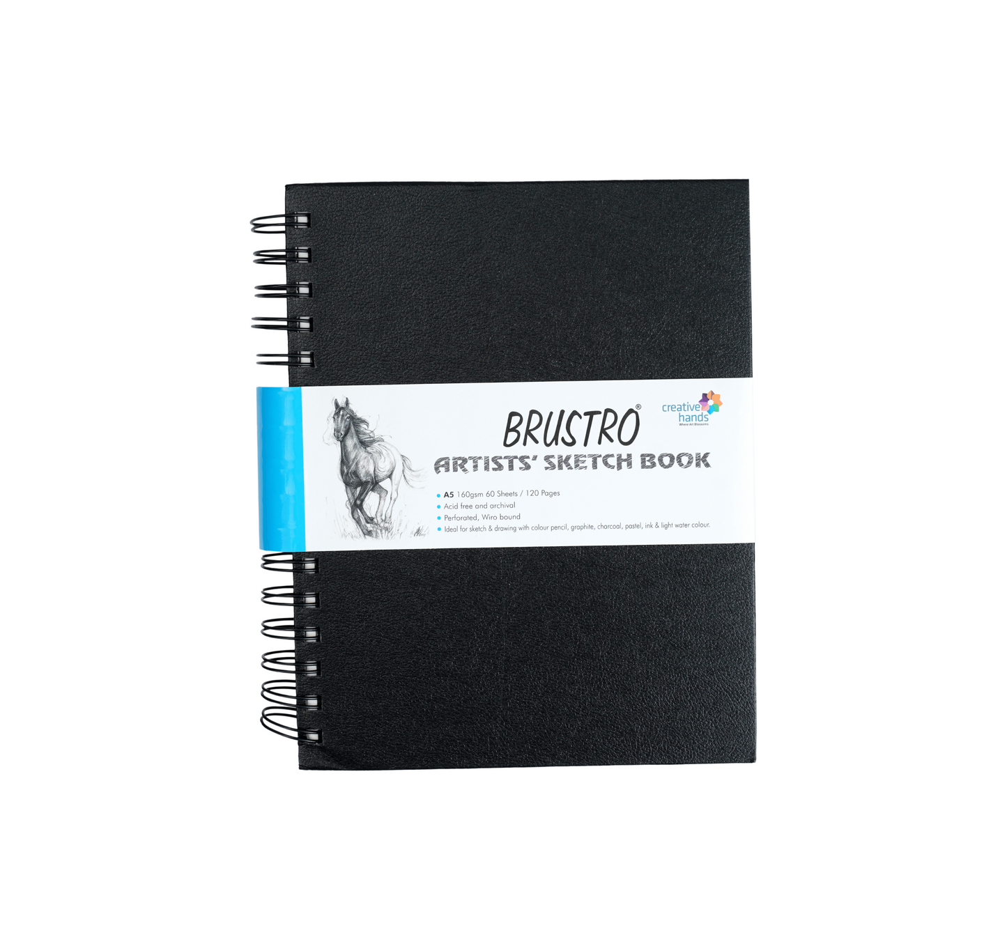 Brustro Wiro Bound A5 Size Artists Sketch Book, 120 Pages, 160 GSM and BRUSTRO Artists ’ FINEART Graphite Pencil Set of 12 (10B-2H)