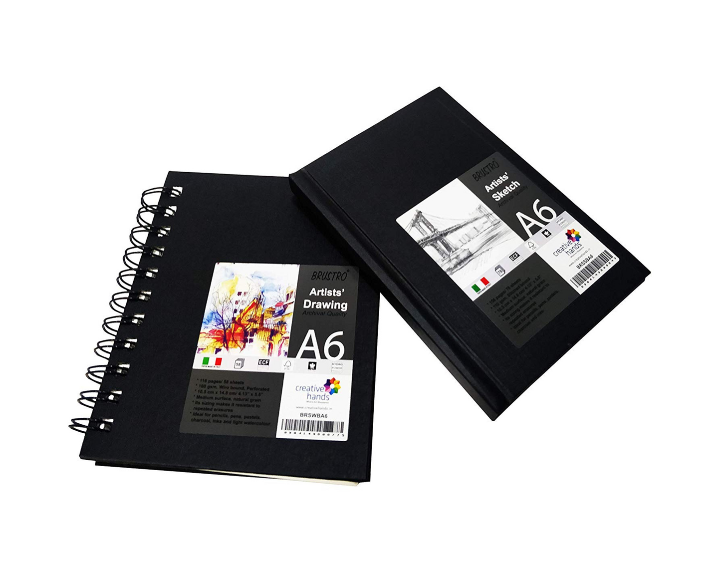 Brustro A6 Sketch Books Stitched & Wiro Bound Combo  110 GSM & 160 GSM  Acid Free/ Buy now ! – BrustroShop