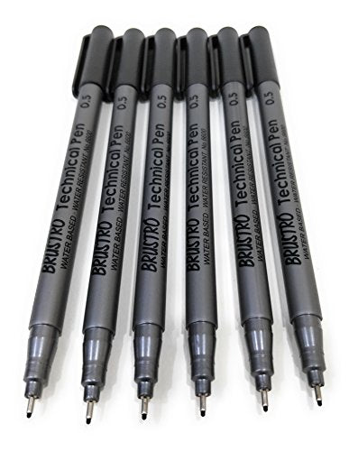 Brustro Technical Pen Black 0.5MM (Pack of 6)