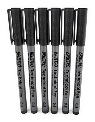 Brustro Technical Pen Black 0.8MM (Pack of 6)
