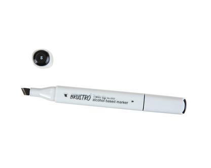 BRUSTRO Twin Tip Alcohol Based Marker| Black | 1-7mm line, Fine 0.7mm, Waterproof | Ideal for Texturing,Sketching,Interior & Fashion Design,Graffiti,Professional Comic Artist, Architect,Fine Art