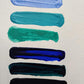 Brustro Professional Artists Fluid Acrylic 20 ml Beyond The Blues Set of 6 (Turquoise, Ultramarine Blue, Zirconian Blue Hue, Paynes Grey, Aqua Green Light, Azure Blue) with Pouring Medium 200 ml