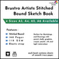 Brustro Artists Sketch Book Stitched Bound A5 Size, 160 Pages Acid Free & Technical Pen, 110 GSM (Pack of 6)