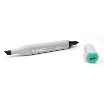 BRUSTRO Twin Tip Alcohol Based Marker| Black | 1-7mm line, Fine 0.7mm, Waterproof | Ideal for Texturing,Sketching,Interior & Fashion Design,Graffiti,Professional Comic Artist, Architect,Fine Art