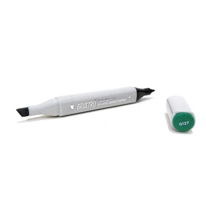 BRUSTRO Twin Tip Alcohol Based Marker| Black | 1-7mm line, Fine 0.7mm, Waterproof | Ideal for Texturing,Sketching,Interior & Fashion Design,Graffiti,Professional Comic Artist, Architect,Fine Art