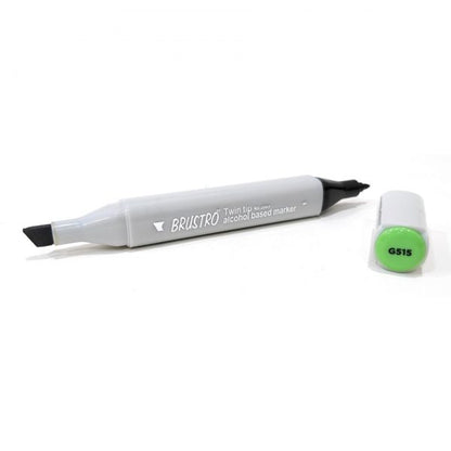 BRUSTRO Twin Tip Alcohol Based Marker| Black | 1-7mm line, Fine 0.7mm, Waterproof | Ideal for Texturing,Sketching,Interior & Fashion Design,Graffiti,Professional Comic Artist, Architect,Fine Art